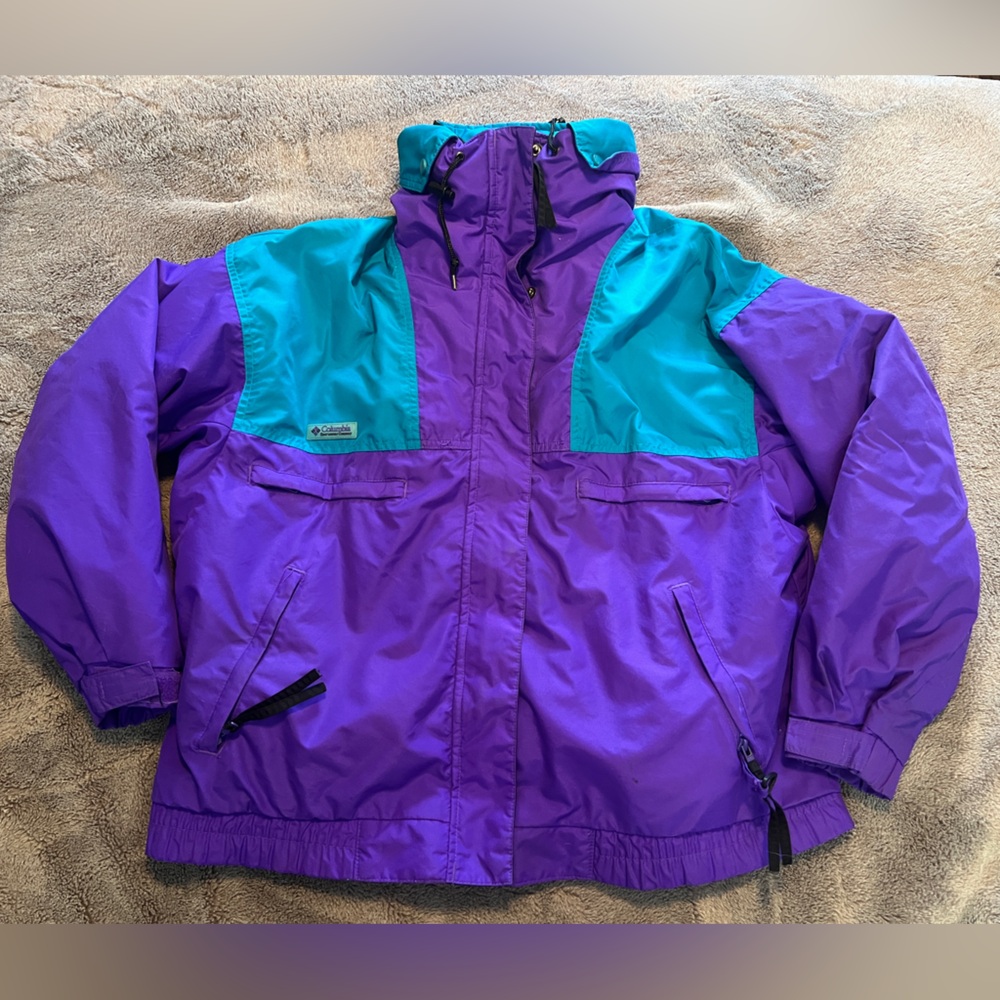 Vintage Columbia Vamoose 2 piece Jacket Purple Teal L 90s